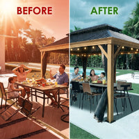 18-Ft X 12-Ft Apollo Brown Gazebo with Hardtop Roof (Screen Included) — Before & After