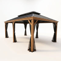18-Ft X 12-Ft Apollo Brown Gazebo with Hardtop Roof (Screen Included) — Studio Shot