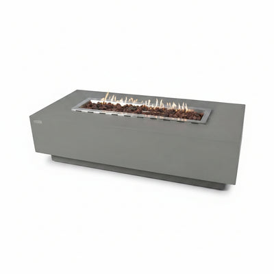 Granville Fire Table Outdoor Fire Pit 60" X 27" Cast Concrete Firepit Includes Lava Rocks 45,000 Btus Outdoor Fireplace for Patio Furniture Set, Deck, Porch, Outdoor Heater - Natural Gas