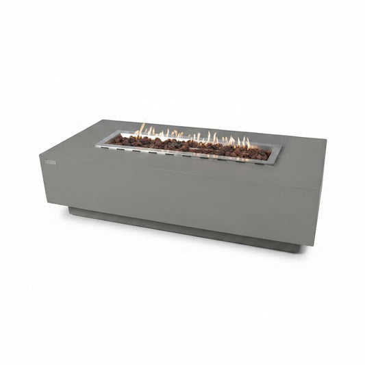 Granville Fire Table Outdoor Fire Pit 60" X 27" Cast Concrete Firepit Includes Lava Rocks 45,000 Btus Outdoor Fireplace for Patio Furniture Set, Deck, Porch, Outdoor Heater - Natural Gas