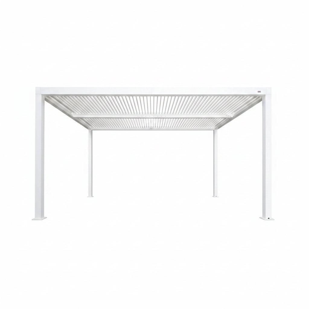 Louvered Pergola Modern White Pergola with Adjustable Roof for Deck Backyard Garden