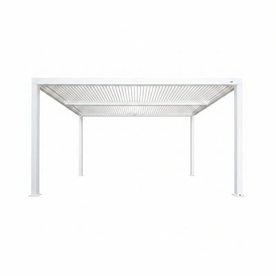 Louvered Pergola Modern White Pergola with Adjustable Roof for Deck Backyard Garden