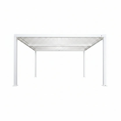 Louvered Pergola Modern White Pergola with Adjustable Roof for Deck Backyard Garden