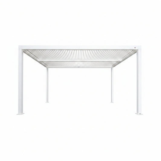Louvered Pergola Modern White Pergola with Adjustable Roof for Deck Backyard Garden