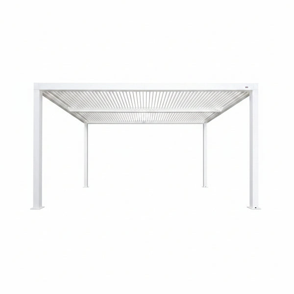 Louvered Pergola Modern White Pergola with Adjustable Roof for Deck Backyard Garden