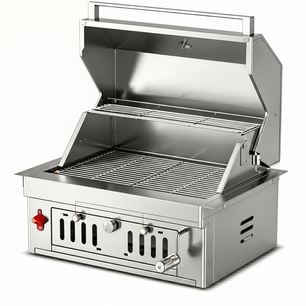 27-IN Premium Portable 304 Stainless Steel Built-In Charcoal Grill with Adjustable Charcoal Tray, Large Front Access Door, and Side Vents, Ideal for Outdoor Family BBQ Gatherings