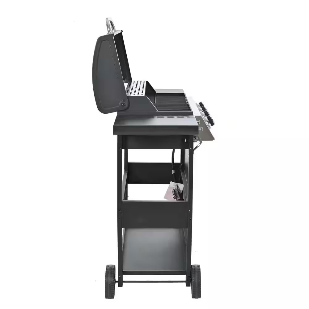 4-Burner Portable Tabletop Propane Gas Grill in Black