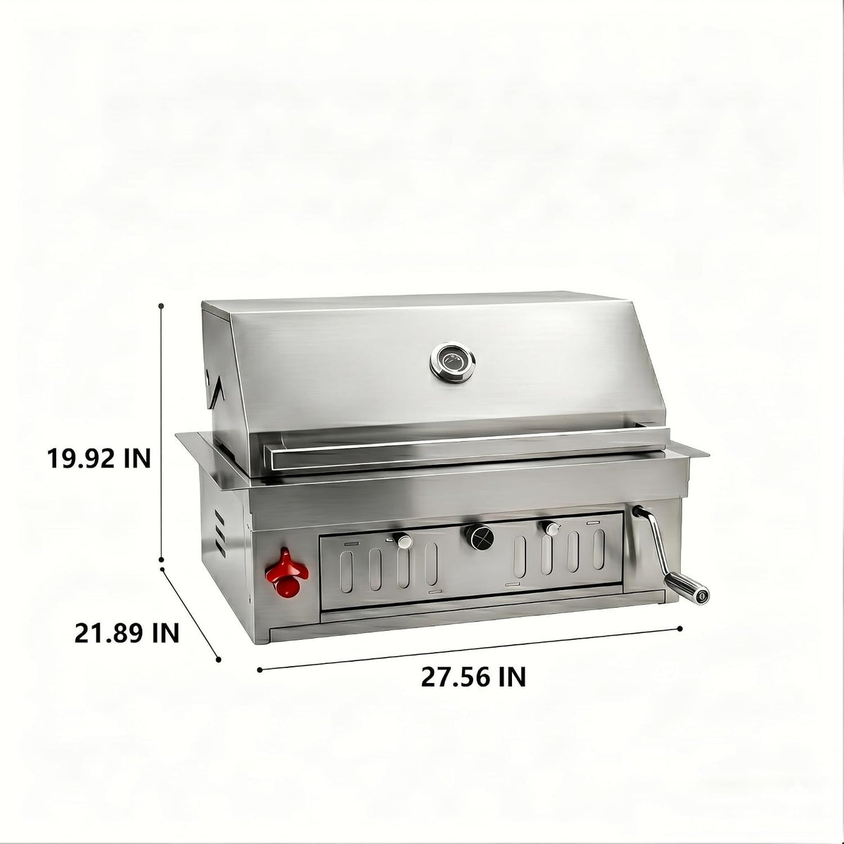 27-IN Premium Portable 304 Stainless Steel Built-In Charcoal Grill with Adjustable Charcoal Tray, Large Front Access Door, and Side Vents, Ideal for Outdoor Family BBQ Gatherings