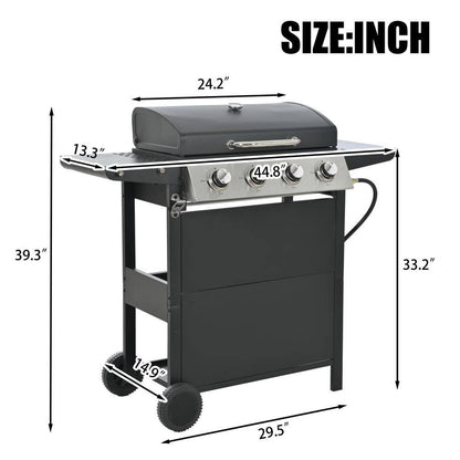 4-Burner Portable Tabletop Propane Gas Grill in Black