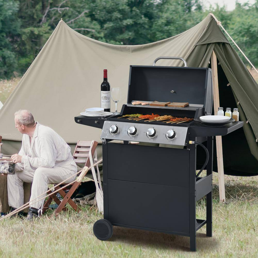 4-Burner Portable Tabletop Propane Gas Grill in Black