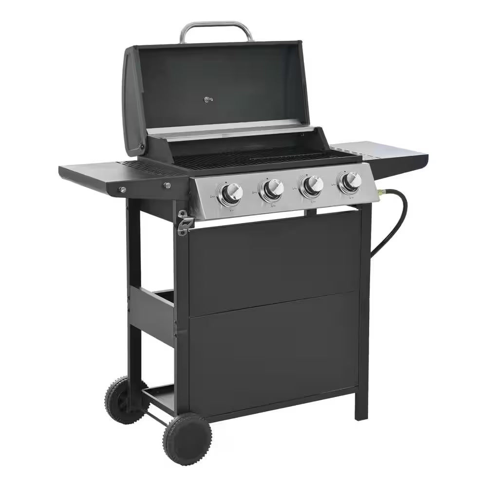4-Burner Portable Tabletop Propane Gas Grill in Black